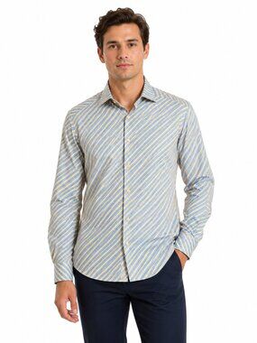 Gemelli Milano Men’s Dress Shirt Size M Long Sleeve Button Up Striped
